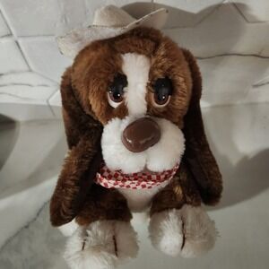 Russ Plush Dog Cowboyโ Hat Bandana Stuffed Animal Toy Brown White